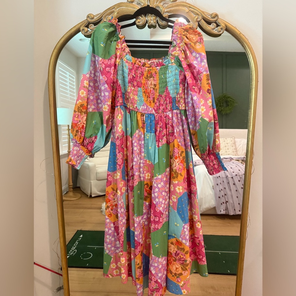 Spell Colorful Patchwork Long Sleeve Dress